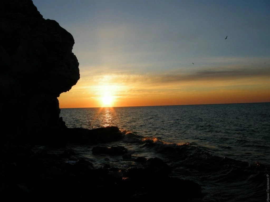 Море, чайки, красивый закат Море, чайки, красивый закат